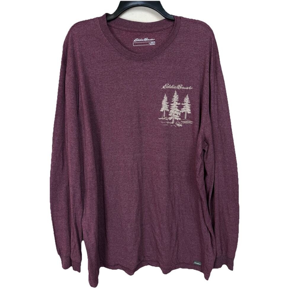 Eddie‎ Bauer 3XLT T-Shirt Long Sleeve Burgandy Graphics Outdoors Casual Classic